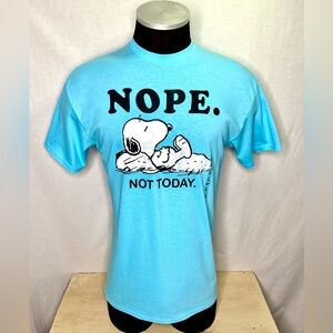 Peanuts T-Shirt Turquoise Large Snoopy Nope Not Today Shirt Hybrid Apparel